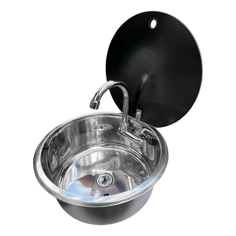 Home Improvement K&B Construction - RV Circular Sink with Lid Kitchen