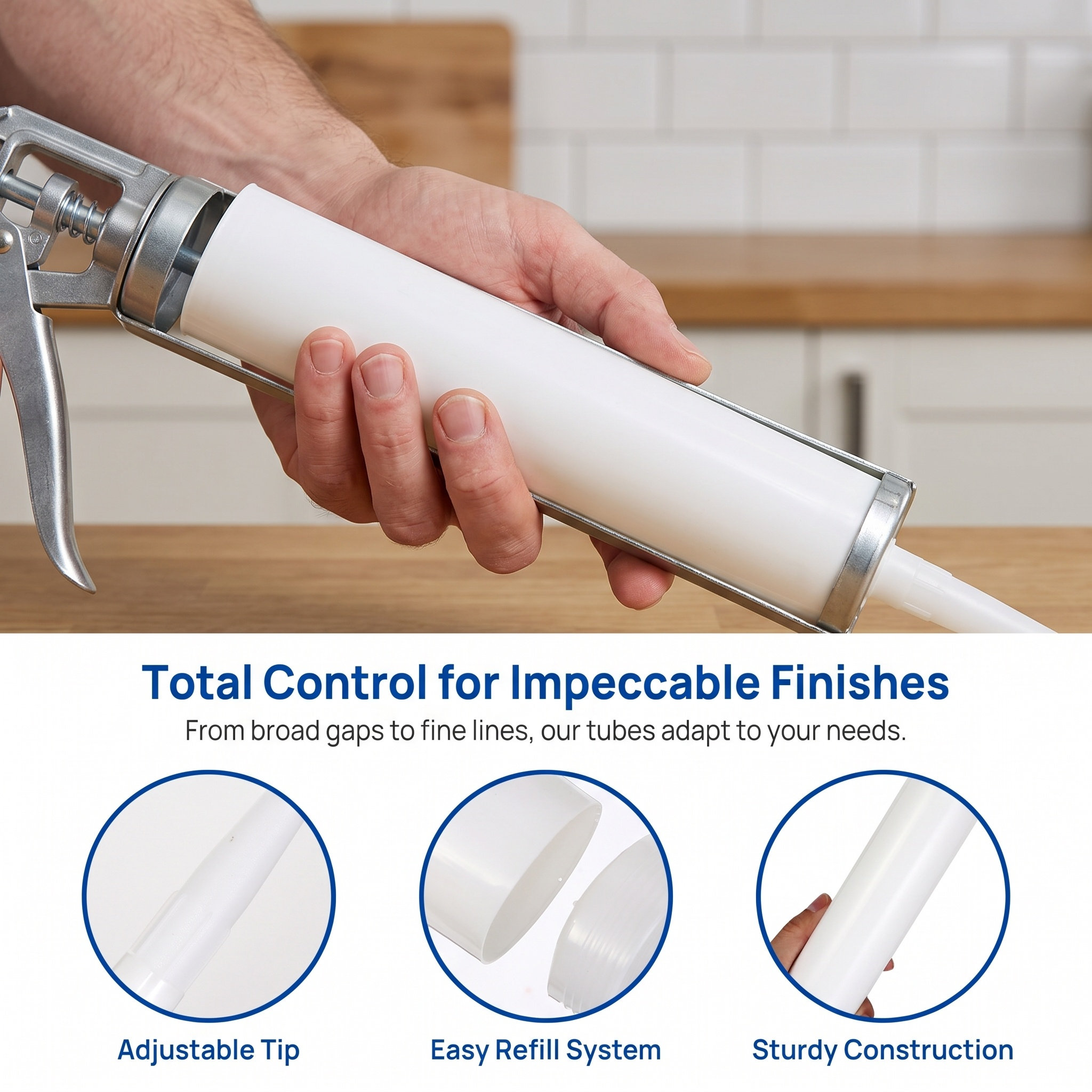 Home Improvements - 5Pcs Empty Refillable Plastic Caulk Tubes