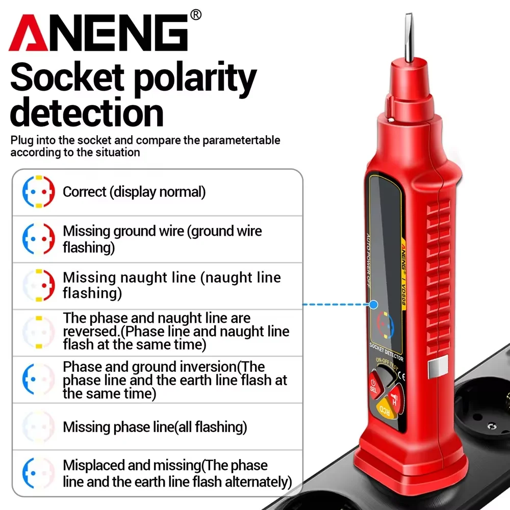 ANENG VD808 Digital Outlet Soc - Circuit Breaker Finder recension och pris